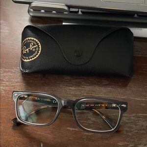 Ray-Ban RB5286 5639 clear gray with Havana brown tortoise arms Square Eyewear